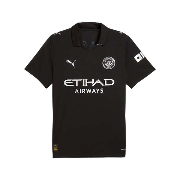 Puma Stones Men's Manchester City Away Jersey 25/26 w/ NRFR + EPL Patches (Puma Black)