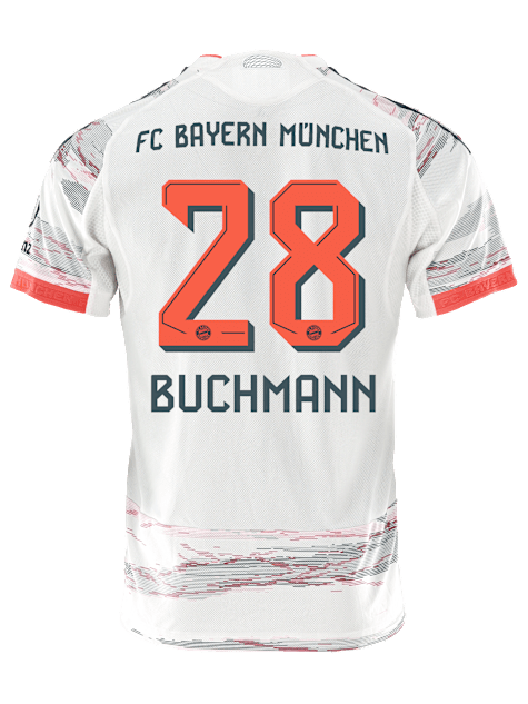 adidas Buchmann Authentic Away Jersey 25/26 w/ Sponsor + Meister Bundesliga Patch (White/Red)