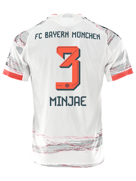 adidas Minjae Authentic Away Jersey 25/26 w/ Sponsor + Meister Bundesliga Patch (White/Red)