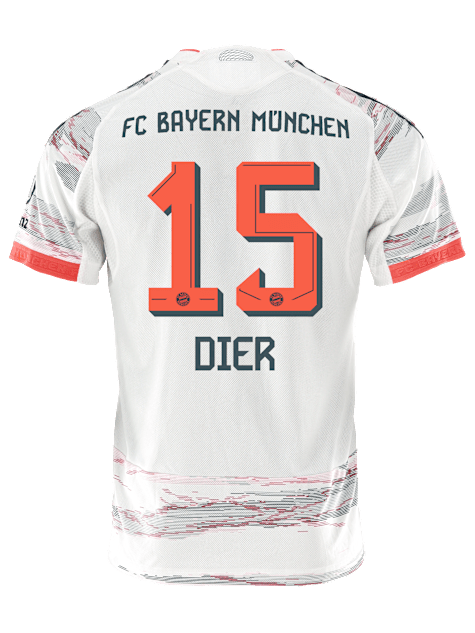 adidas Dier Authentic Away Jersey 25/26 w/ Sponsor + Meister Bundesliga Patch (White/Red)