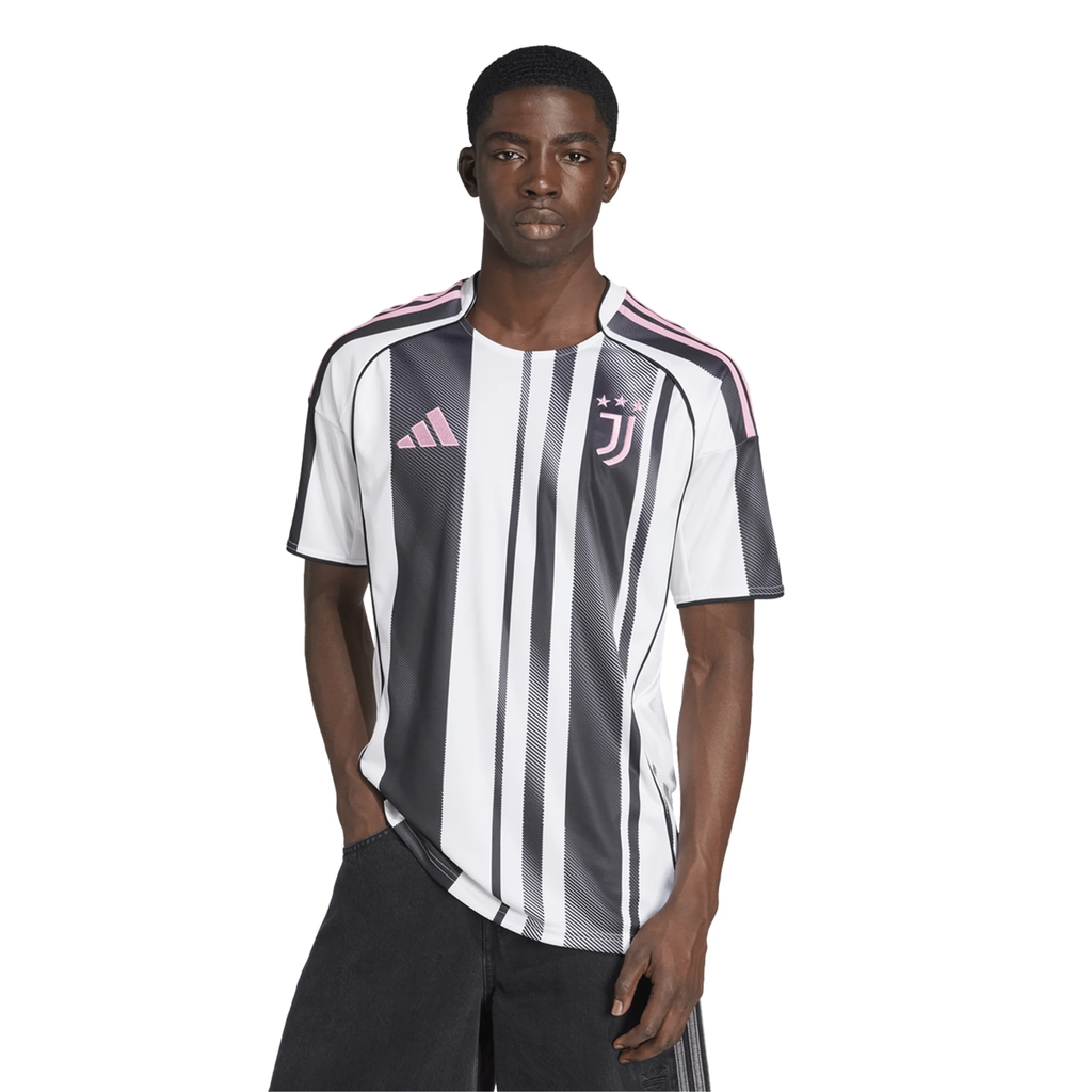 adidas Men's Juventus Rugani Home Jersey w/ Serie A Patch 25/26 (White/Black/Pink)