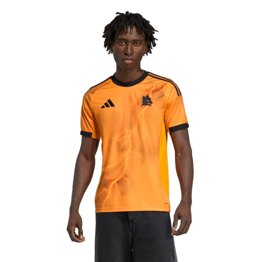 adidas Roma Mehmet Zeki Çelik Away Jersey w/ Europa League Patches 25/26 (Orange/Black)