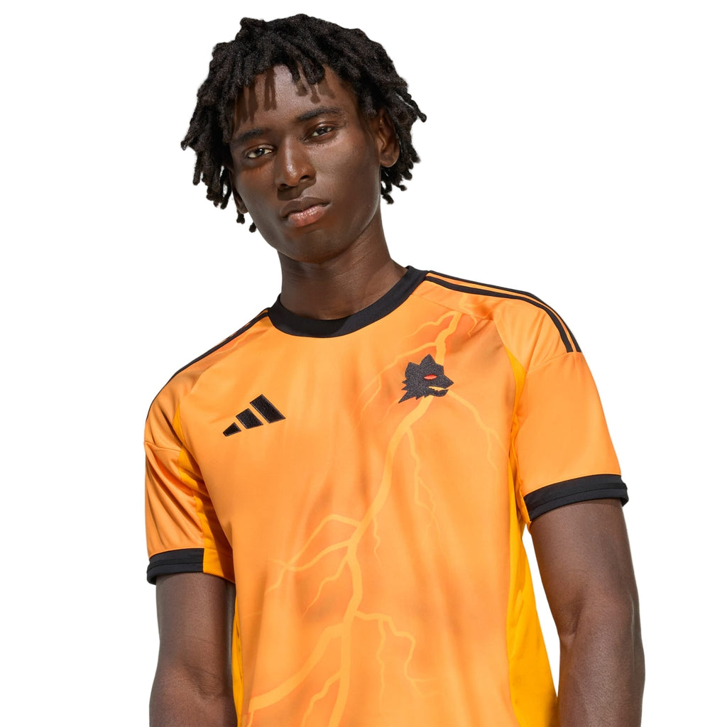 adidas Roma Mehmet Zeki Çelik Away Jersey w/ Europa League Patches 25/26 (Orange/Black)