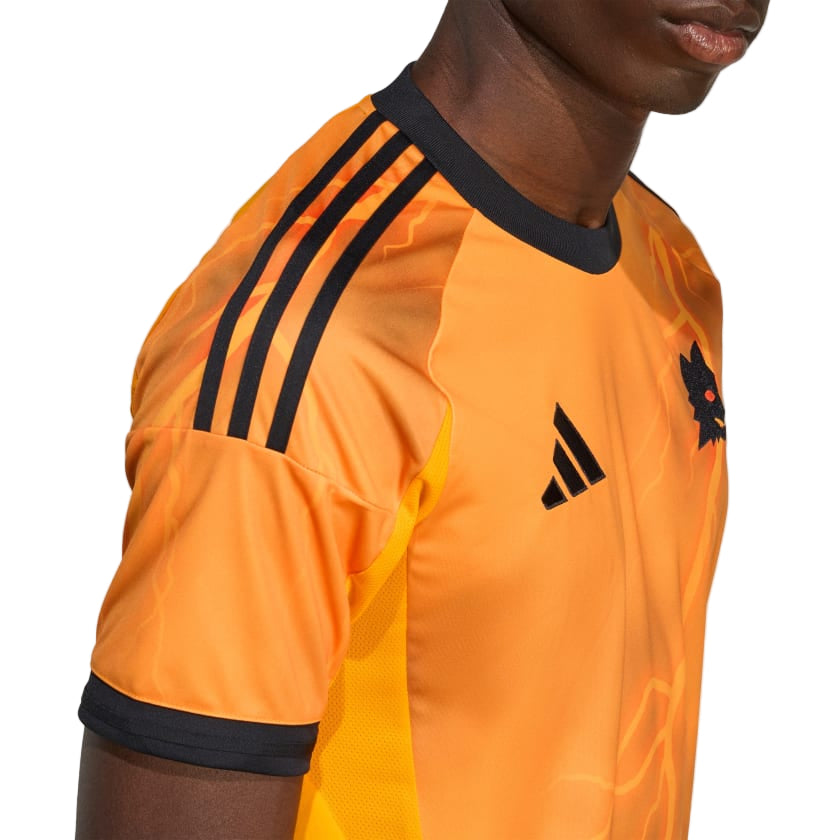 adidas Roma Mehmet Zeki Çelik Away Jersey w/ Europa League Patches 25/26 (Orange/Black)