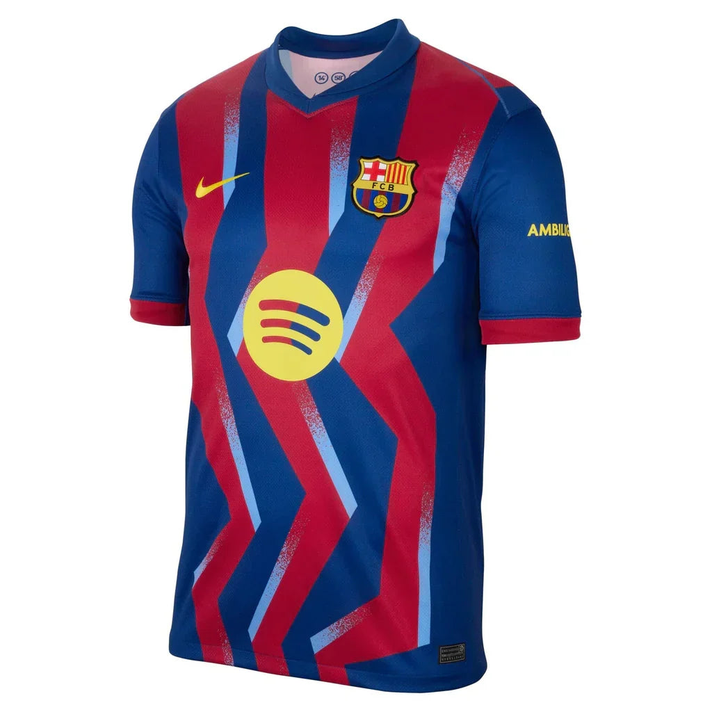 Nike Men's FC Barcelona Gavi 4th Jersey 25/26 w/ La Liga Patches (Blue/Red/Yellow)