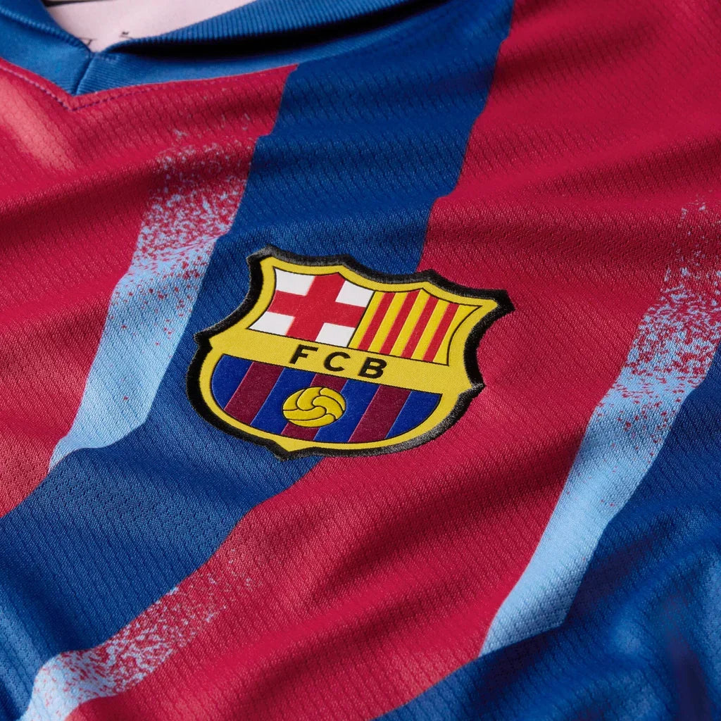 Nike Men's FC Barcelona Fermin 4th Jersey 25/26 w/ La Liga Patches (Blue/Red/Yellow)