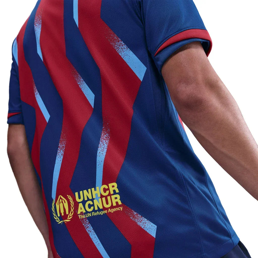 Nike Men's FC Barcelona Bernal 4th Jersey 25/26 w/ La Liga Patches (Blue/Red/Yellow)