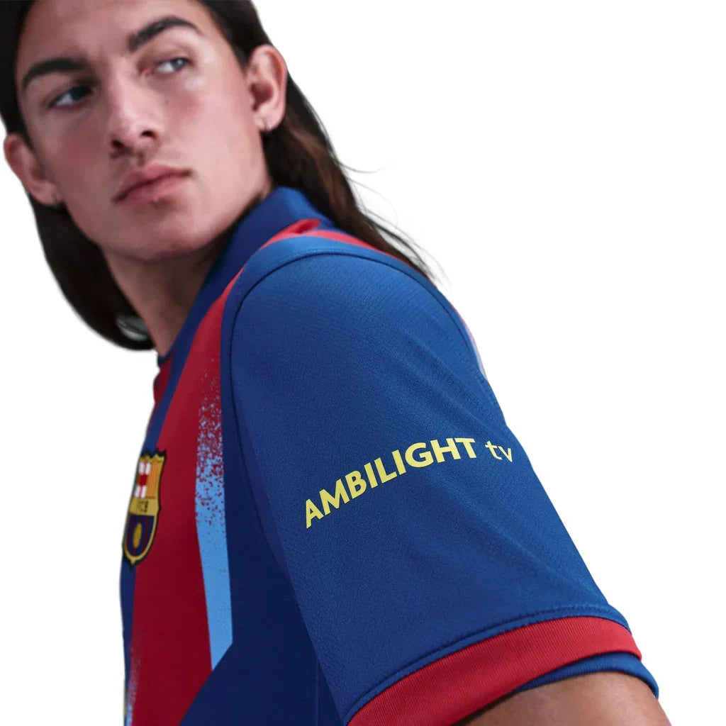 Nike Men's FC Barcelona Bernal 4th Jersey 25/26 w/ La Liga Patches (Blue/Red/Yellow)