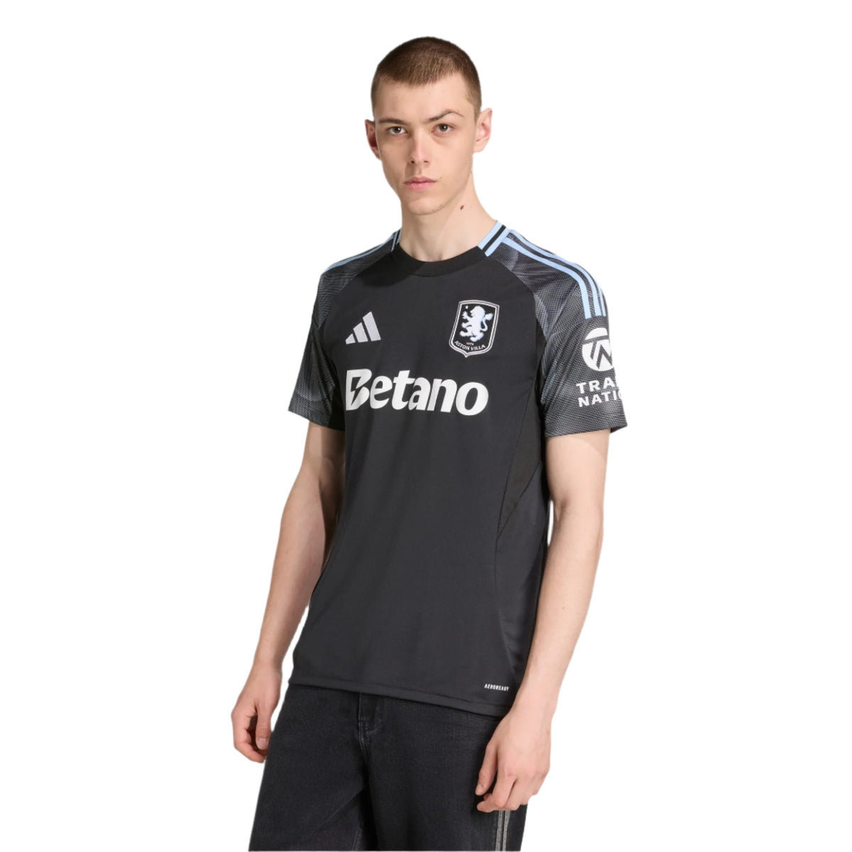 adidas Mcginn Men's Aston Villa 25/26 Away Jersey w/ EPL + NRFR Patches (Black/Global Blue)