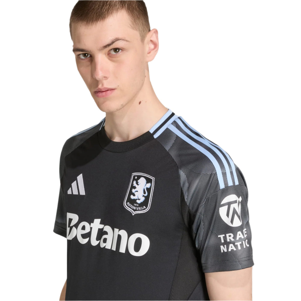 adidas Digne Men's Aston Villa 25/26 Away Jersey w/ EPL + NRFR Patches (Black/Global Blue)