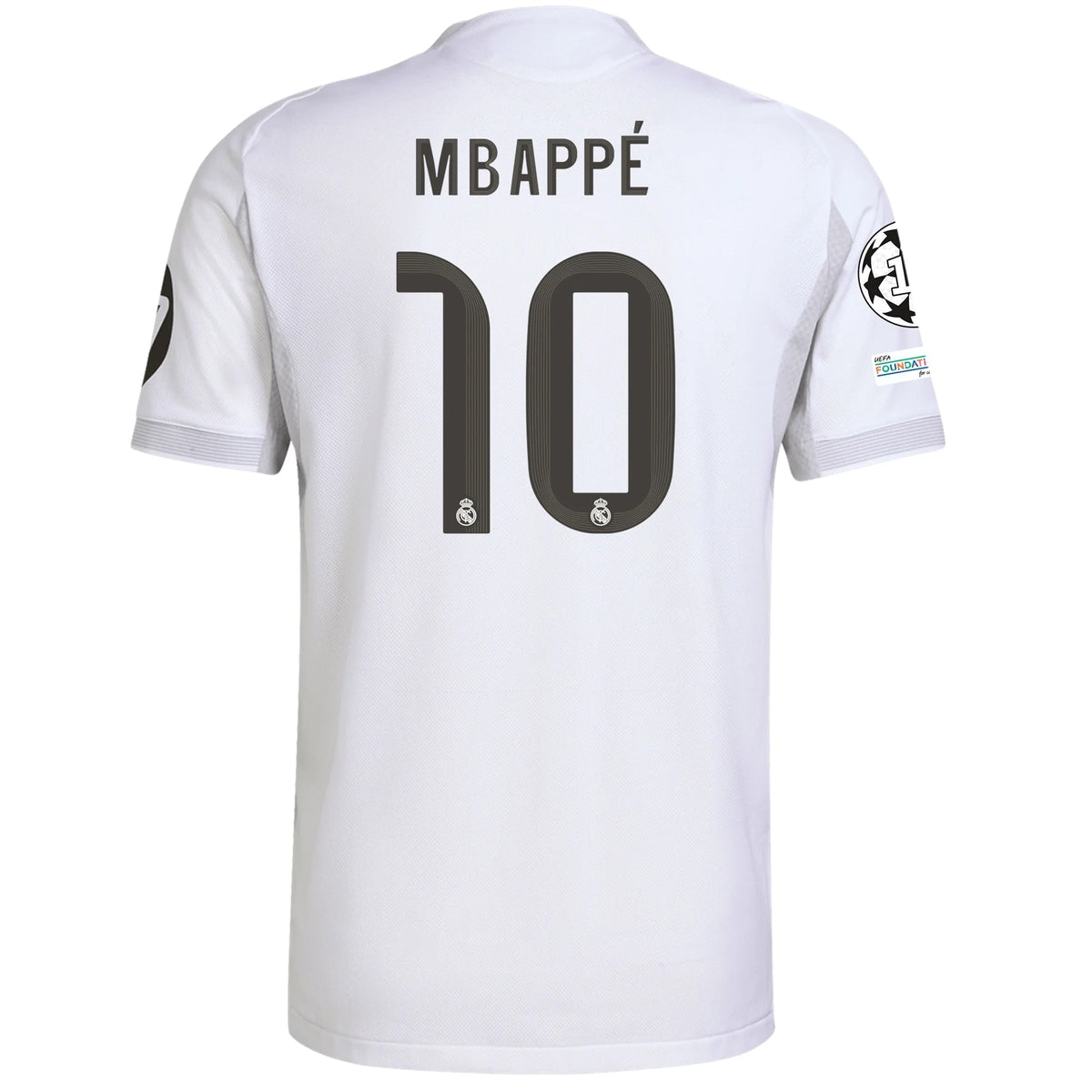 adidas Kylian Mbappe Real Madrid Authentic Home Jersey 25/26 w/ Champions League Patches (White)