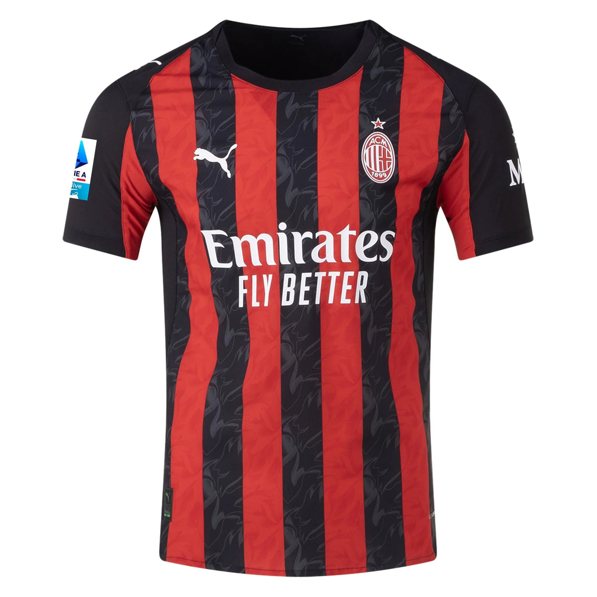Puma Chukwueze Men's AC Milan Authentic Home Jersey 25/26 w/ Seria A Patch (Red/Black)