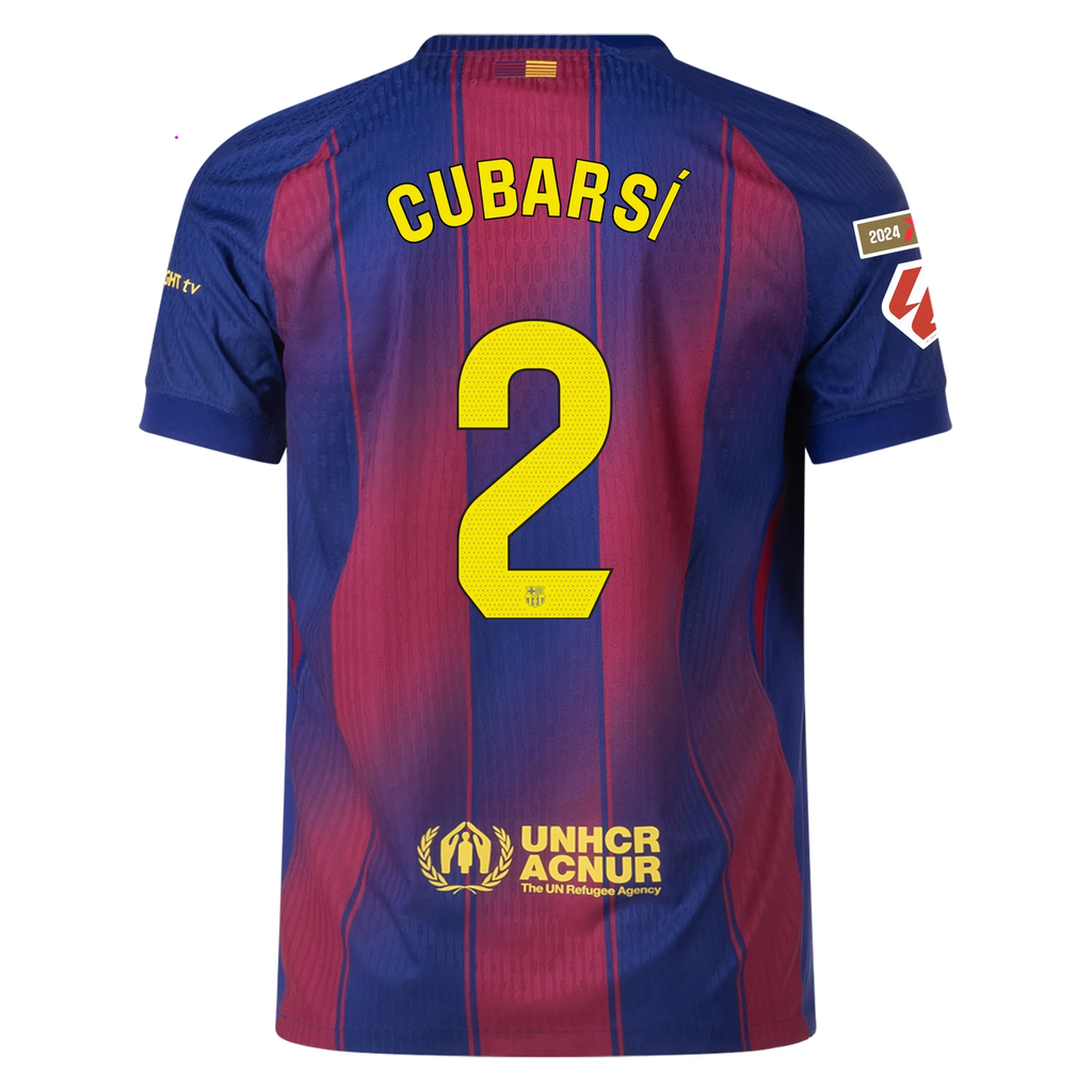 Nike Barcelona Authentic Pau Cubarsi Home Jersey w/ La Liga Champion Patches 25/26 (Deep Royal Blue/Midwest Gold)