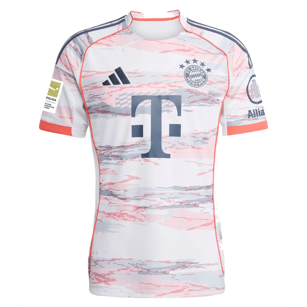 adidas Bayern Munich Harry Kane Away Jersey w/ Bundesliga Champion Patch 25/26 (White/Red)