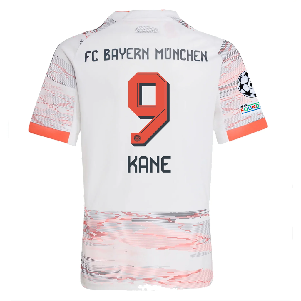 adidas Bayern Munich Harry Kane Away Jersey w/ Champions League Patches 25/26 (White/Red)