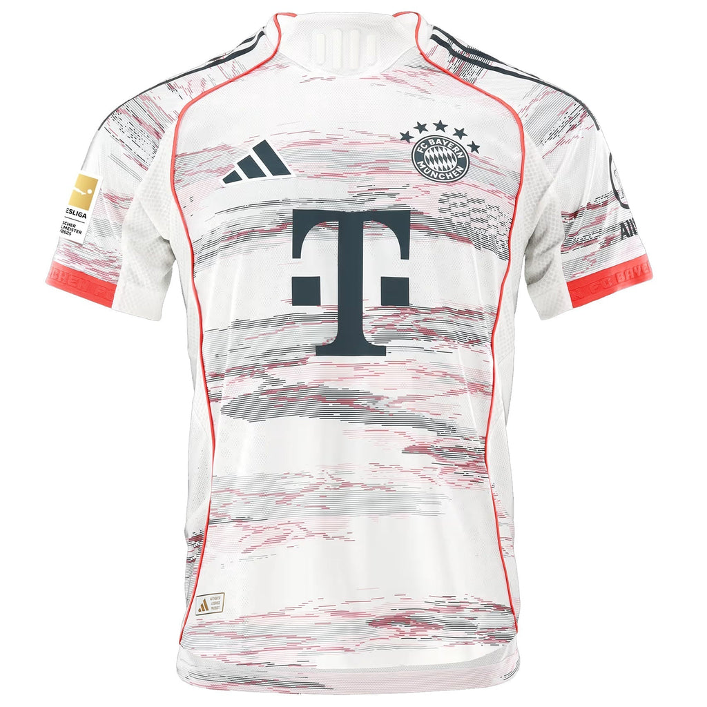 adidas Gnabry Authentic Away Jersey 25/26 w/ Sponsor + Meister Bundesliga Patch (White/Red)