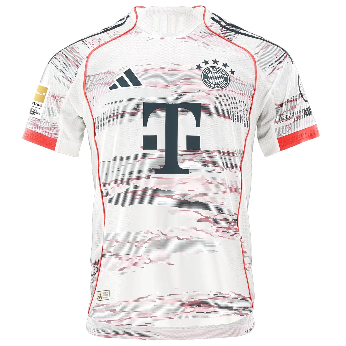 adidas Coman Authentic Away Jersey 25/26 w/ Sponsor + Meister Bundesliga Patch (White/Red)