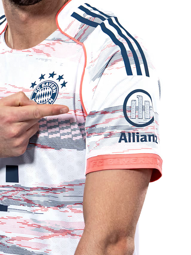 adidas Sane Authentic Away Jersey 25/26 w/ Sponsor + Meister Bundesliga Patch (White/Red)