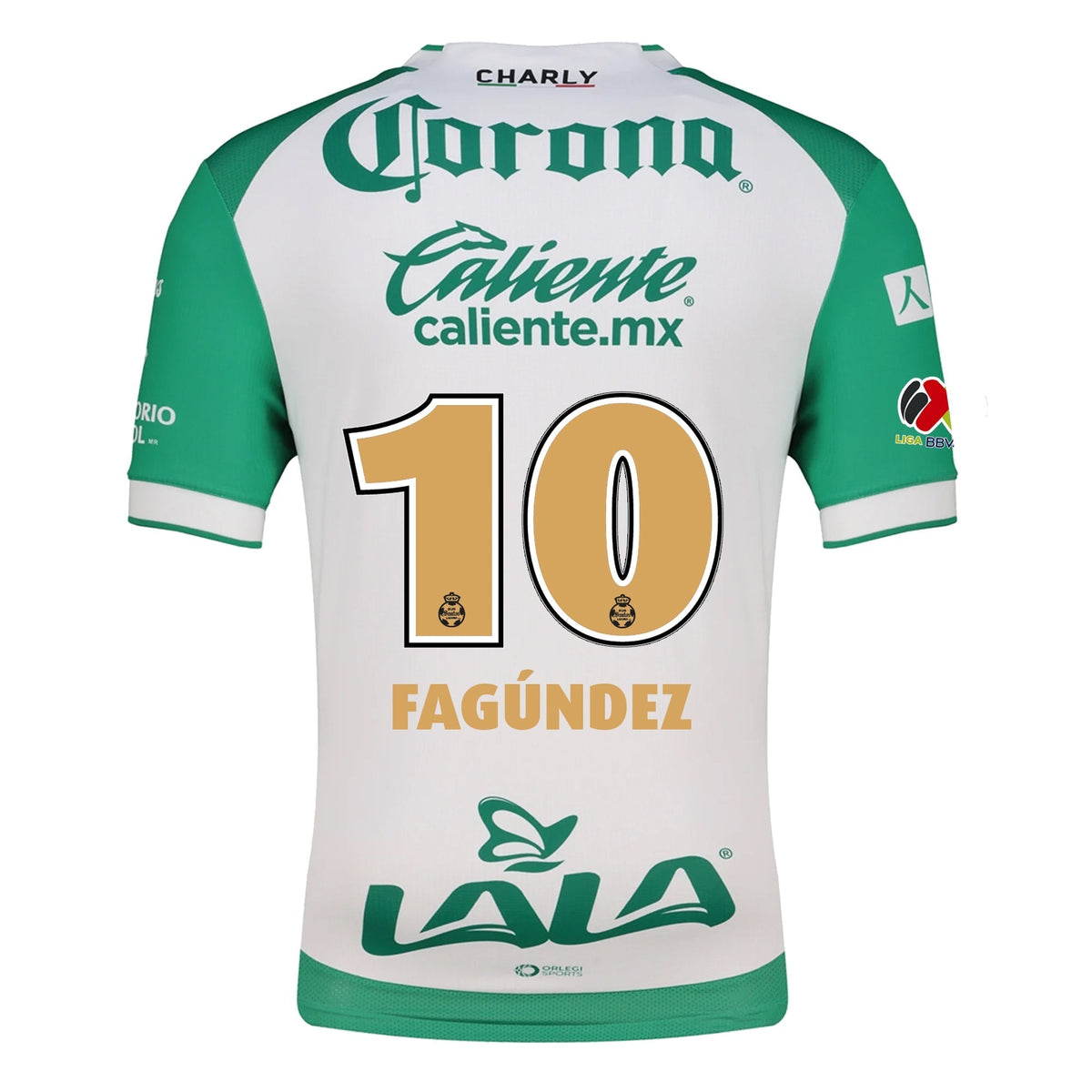 Charly Franco Fagundez Men's Santos Laguna Home Jersey 25/26 w/ BBVA MX Patches (Green/White)