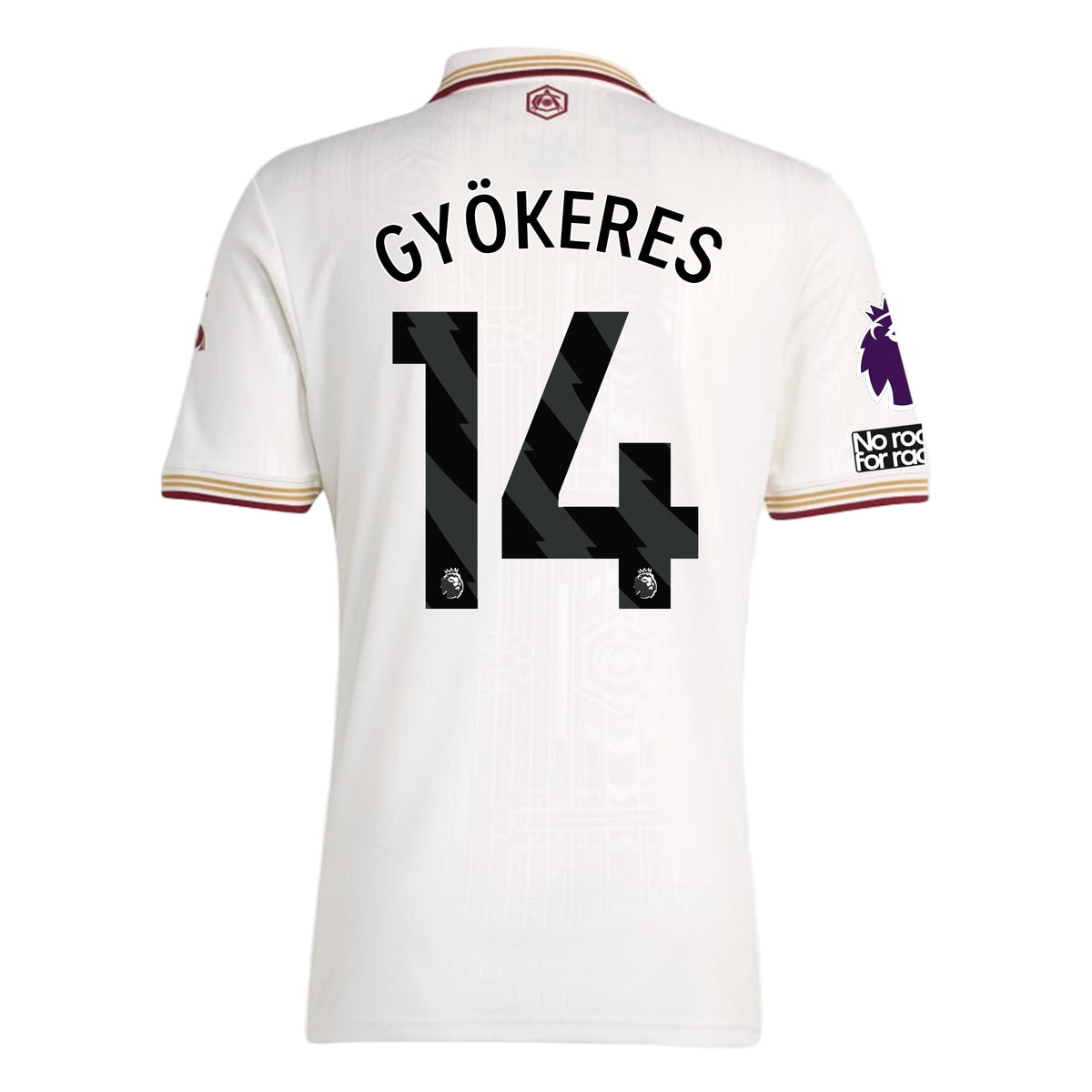 adidas Gyokeres Men's Arsenal FC Third Jersey 25/26 w/ NRFR + EPL Patches (White/Burgundy)