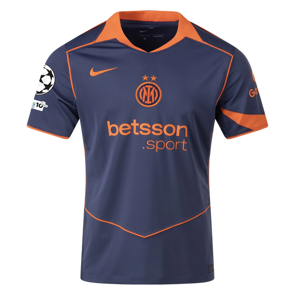 Nike Inter Milan T90 Third Jersey w/ Champions League Patches 25/26 (Thunder Blue/Safety Orange)