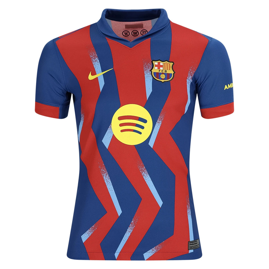 Nike Youth Lamine Yamal FC Barcelona 4th Soccer Jersey 25/26 (Gym Blue/Salsa Red)