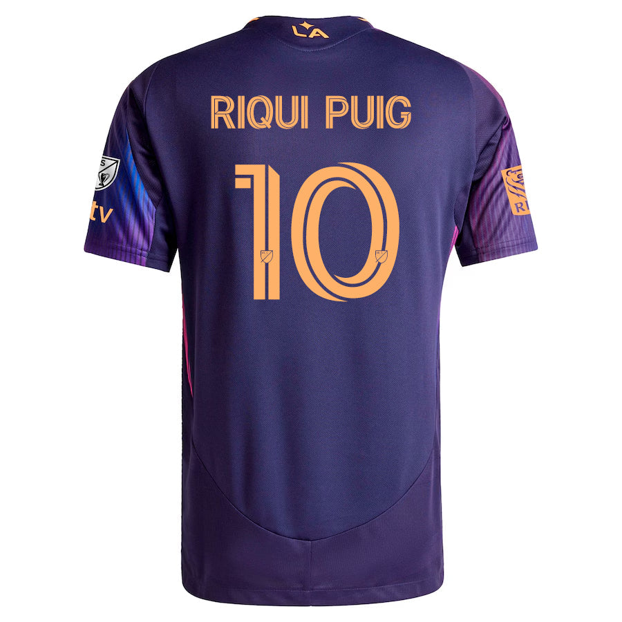 adidas Riqui Puig LA Galaxy Authentic Away Jersey w/ MLS + Apple TV + RBC Sponsor 25/26 (Purple)