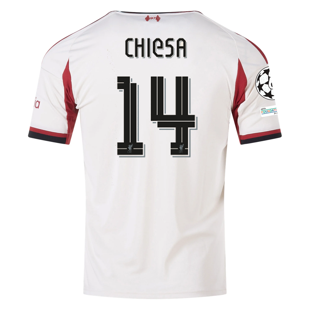 adidas Men's Liverpool Federico Chiesa Away Jersey w/ Champions League Patches 25/26 (Wonder White)