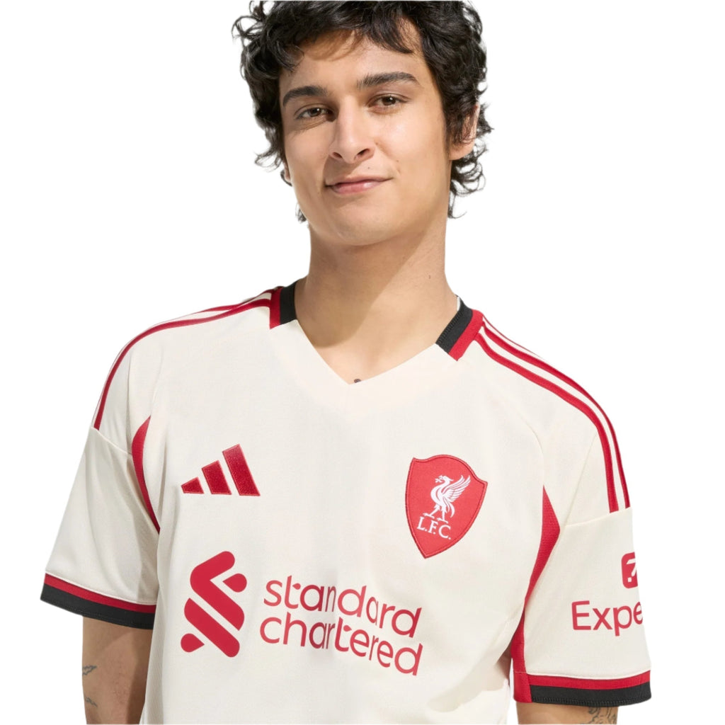 adidas Men's Liverpool Away Jersey w/ Champions League Patches 25/26 (Wonder White)