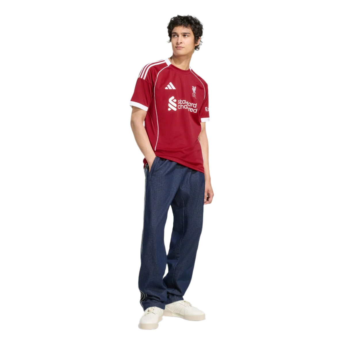 adidas Kerkez Men's Liverpool Home Jersey 25/26 w/ NRFR + EPL Champions Patch (Strawberry Red)