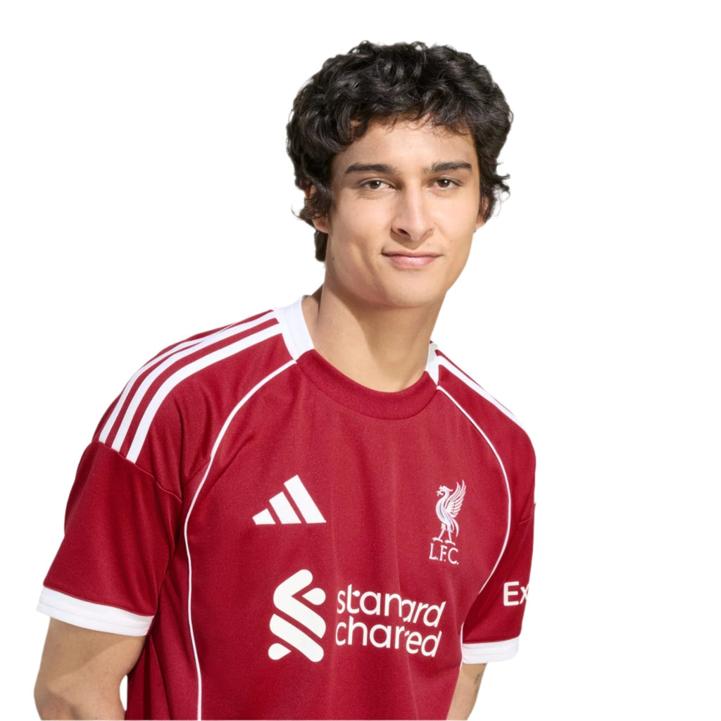 adidas Men's Liverpool Szoboszlai Home Jersey 25/26 w/ Champions League Patches (Strawberry Red)