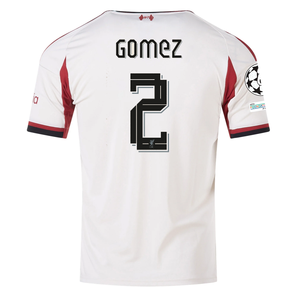 adidas Men's Liverpool Joe Gomez Away Jersey w/ Champions League Patches 25/26 (Wonder White)