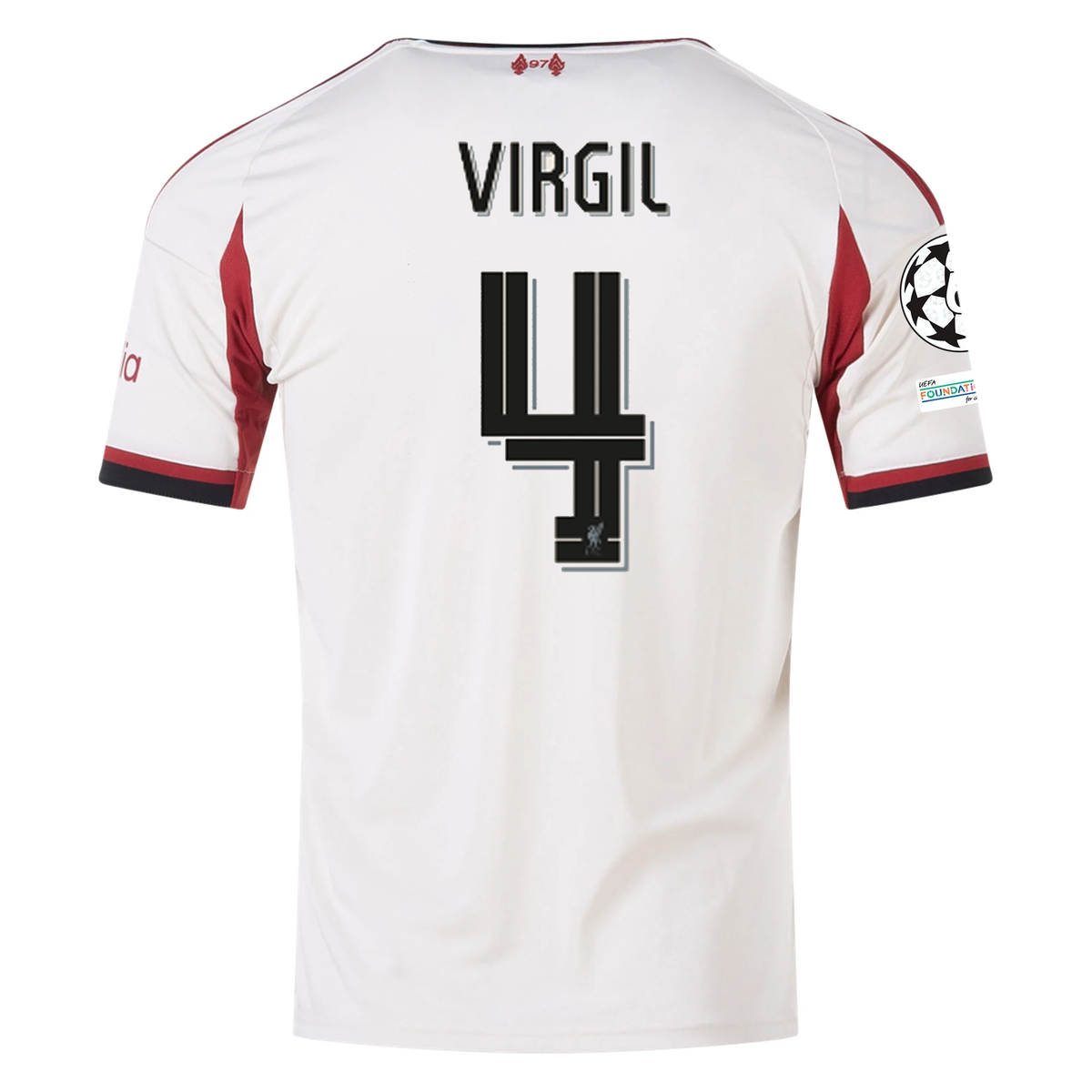adidas Men's Liverpool Virgil van Dijk Away Jersey w/ Champions League Patches 25/26 (Wonder White)
