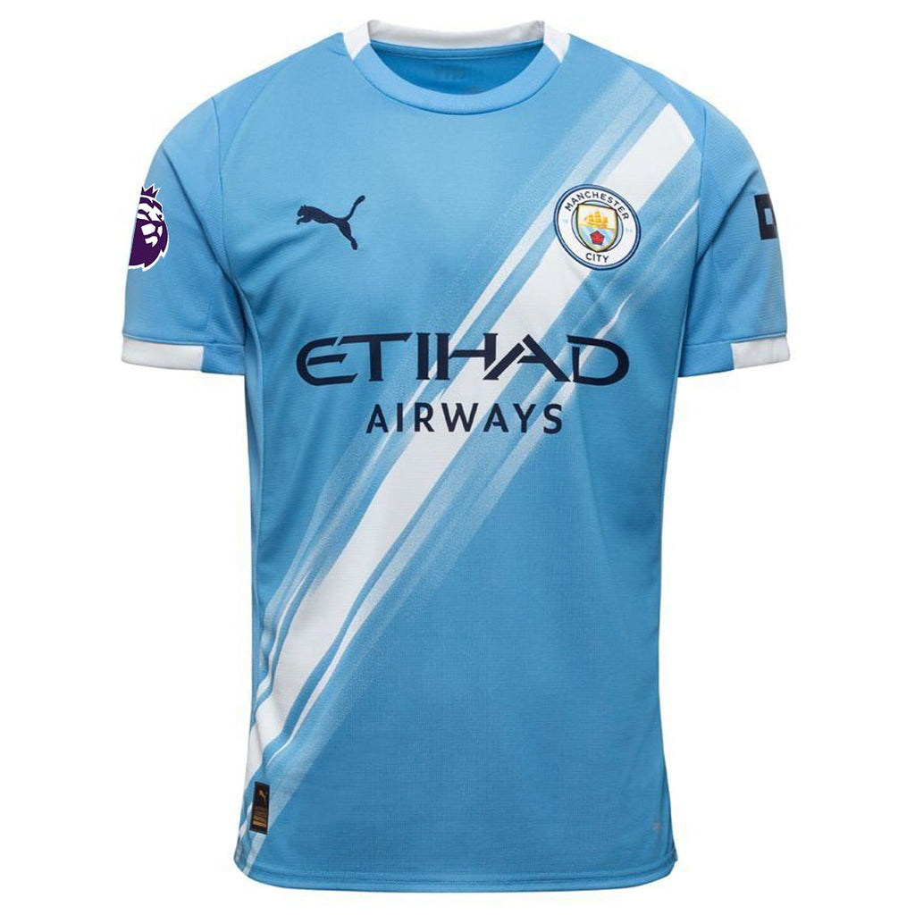 Puma Ederson Manchester City Home Jersey 25/26 w/ EPL + Sponsor Patch (Team Light Blue/Puma White)