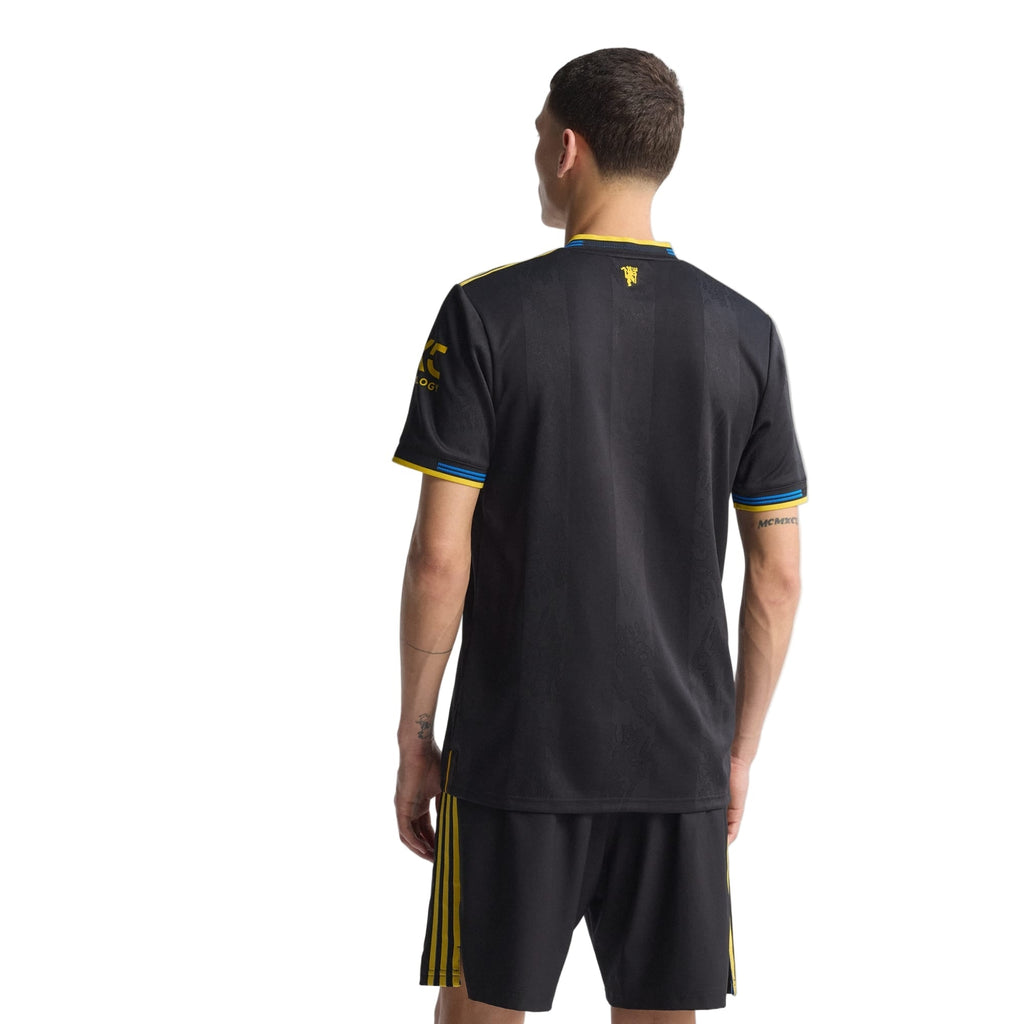 adidas Yoro Men's Manchester United Authentic Third Jersey 25/26 w/ NRFR + EPL Patches (Black)