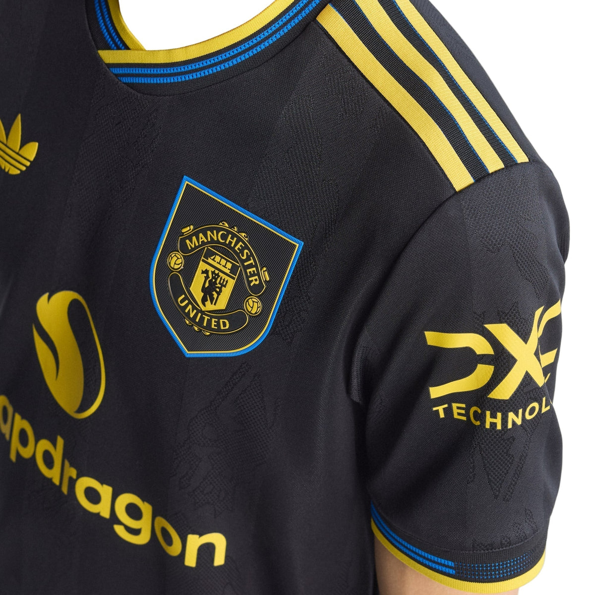 adidas Mazraoui Men's Manchester United Authentic Third Jersey 25/26 w/ NRFR + EPL Patches (Black)