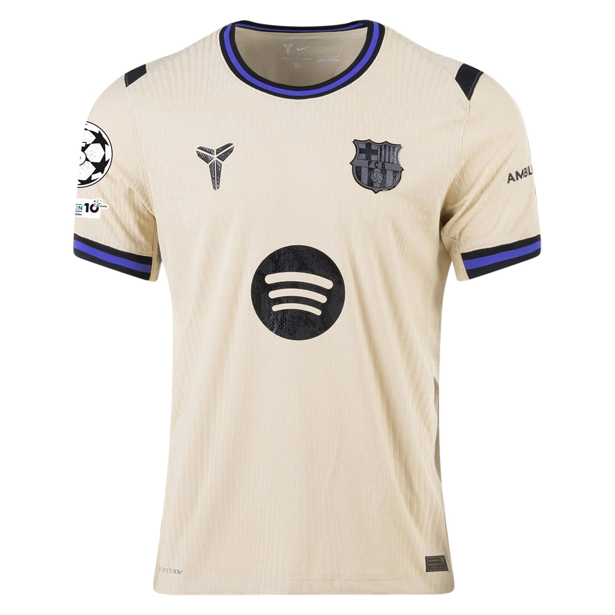 Nike Robert Lewandowski Men's FC Barcelona Authentic Away Jersey w/ Champions League Patches (Team Gold/Persian Violet/Black)