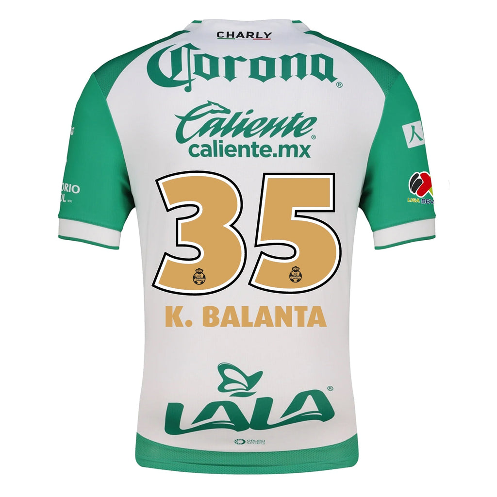Charly Kevin Balanta Men's Santos Laguna Home Jersey 25/26 w/ BBVA MX Patches (Green/White)