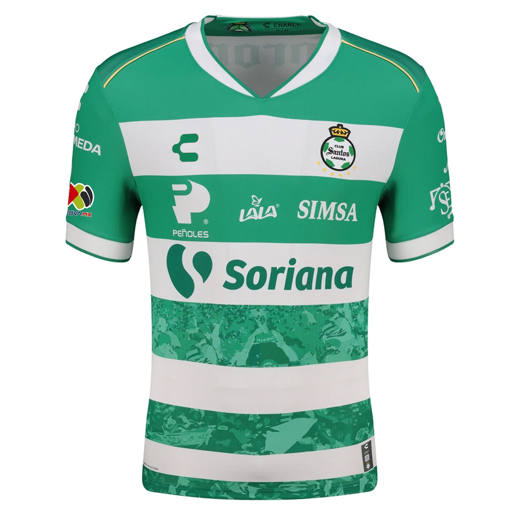 Charly Salvador Mariscal Men's Santos Laguna Home Jersey 25/26 w/ BBVA MX Patches (Green/White)