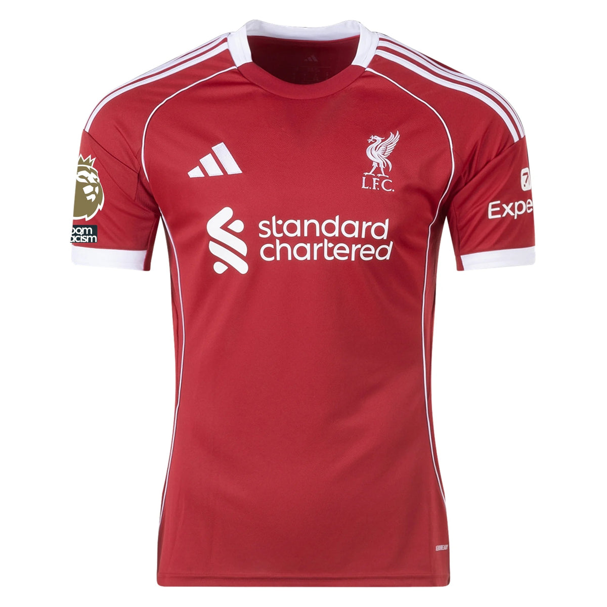 adidas YNWA "You'll Never Walk Alone" Men's Liverpool Home Jersey 25/26 w/ NRFR + EPL Champions Patch (Strawberry Red)