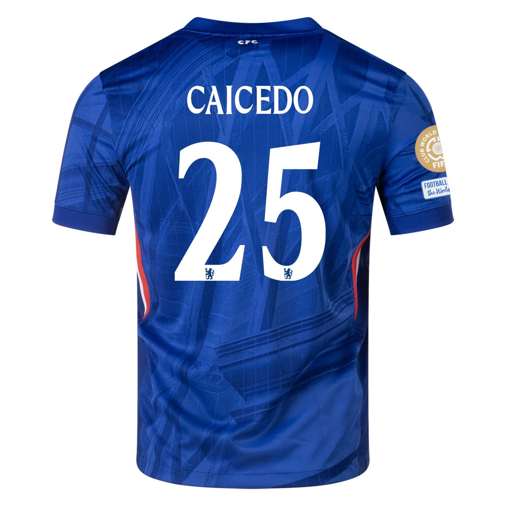 Nike Moisés Caicedo Chelsea Home Jersey w/ Club World Cup Champion Patches 25/26 (Rush Blue/White/Speed Red)