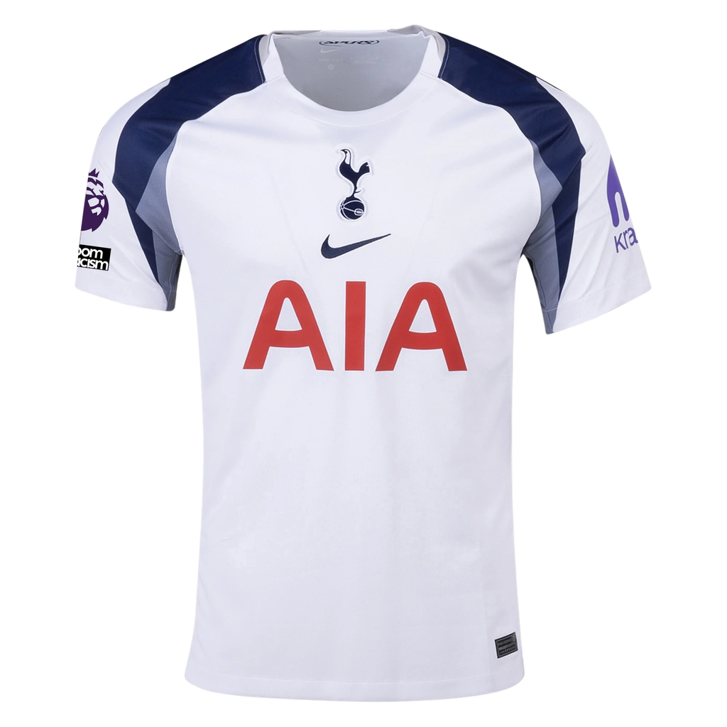 Nike Van de ven Tottenham Hotspurs Home Jersey w/ EPL + No Room For Racism Patch 25/26 (White/Iron/Binary Blue)
