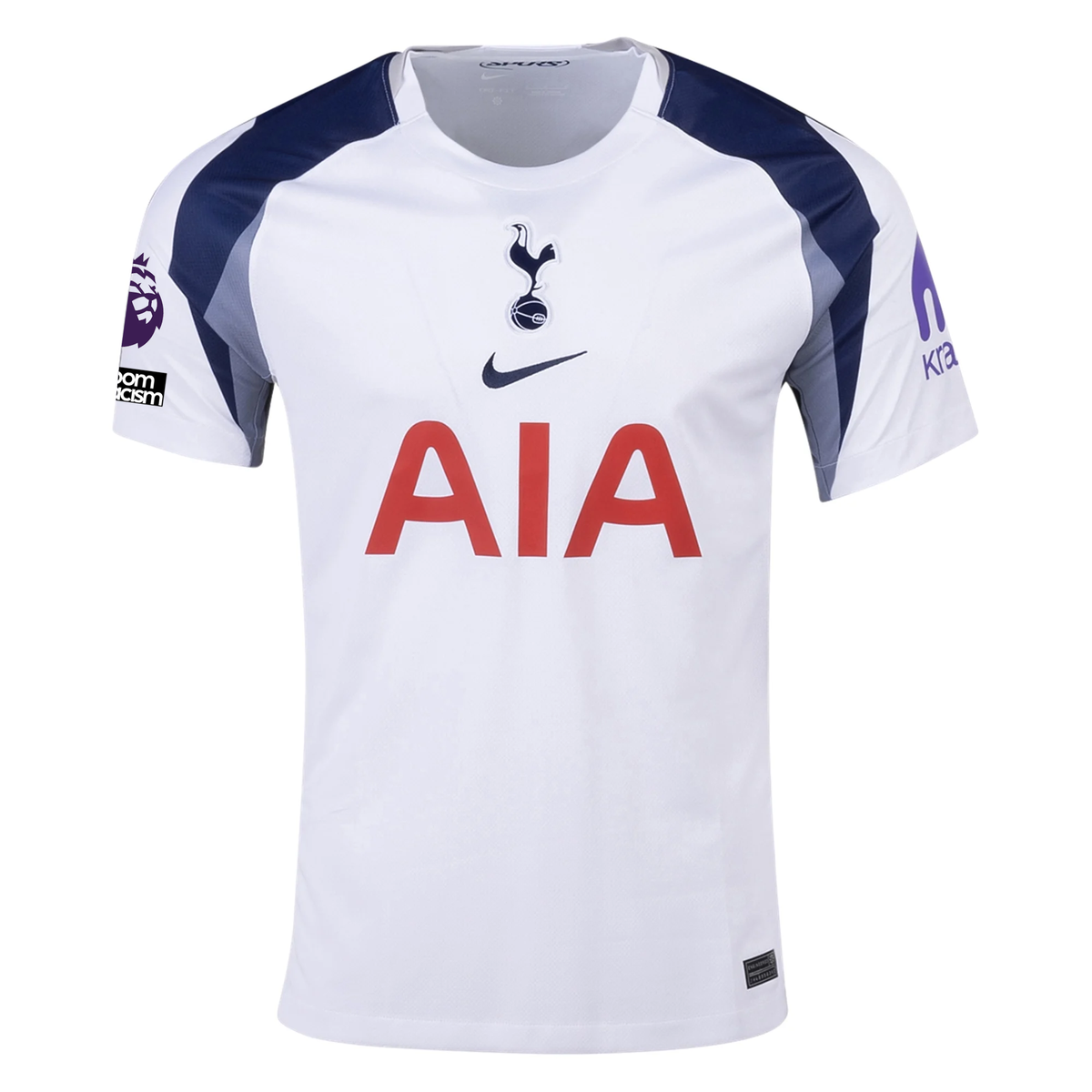Nike Udogie Tottenham Hotspurs Home Jersey w/ EPL + No Room For Racism Patch 25/26 (White/Iron/Binary Blue)