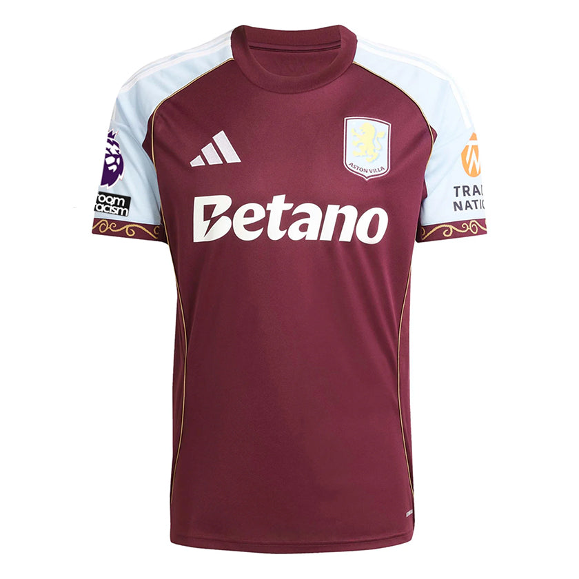 adidas Malen Men's Aston Villa Home Jersey 25/26 w/ NRFR + EPL Patches (Maroon/Blue)