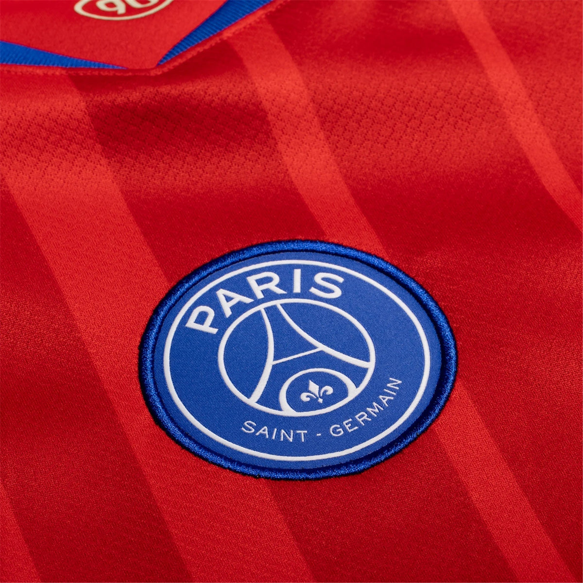 Nike Men's Paris Saint-Germain T90 Third Jersey w/ Champions League Patches 25/26 (Sport Red/Hyper Royal)
