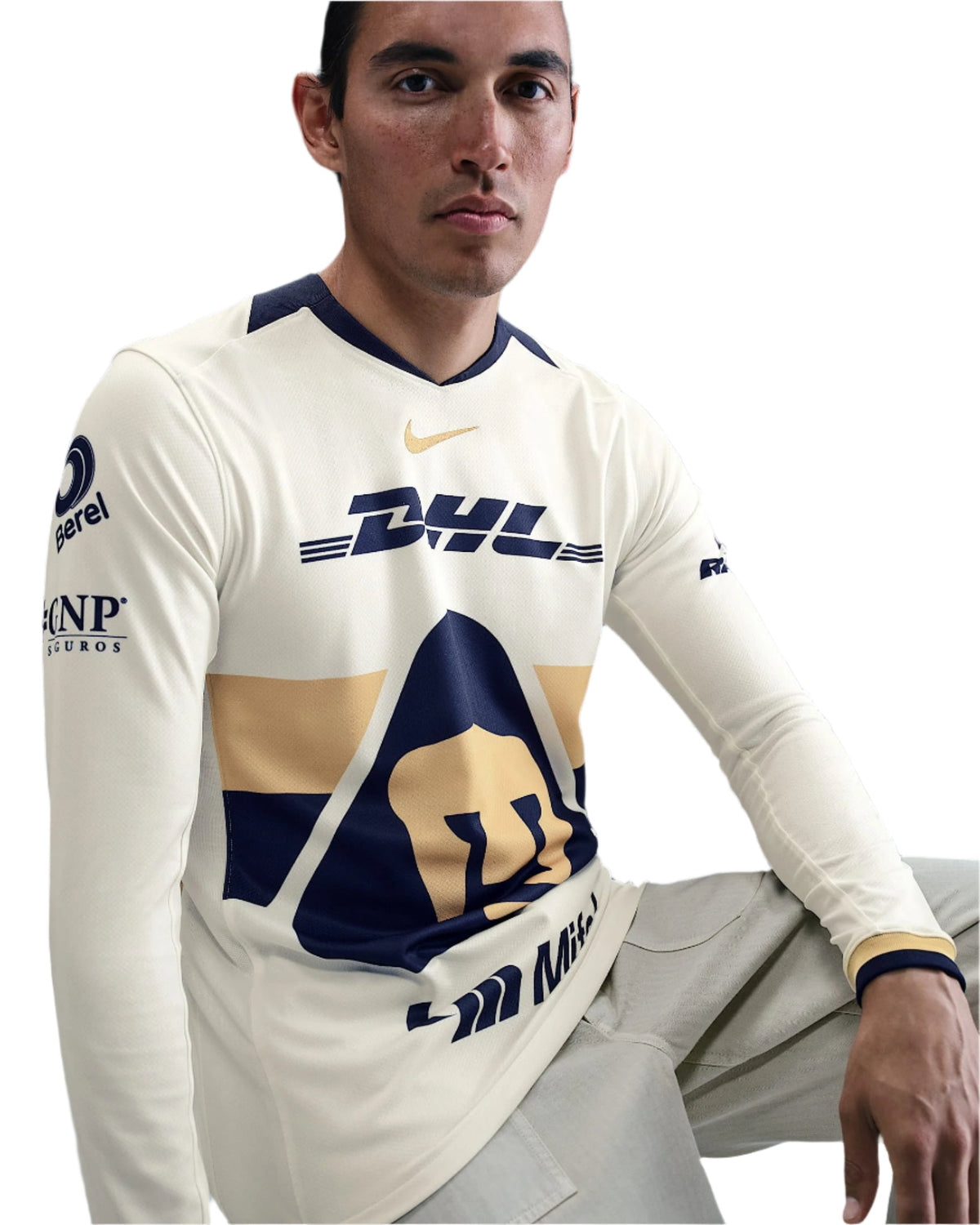Nike Pumas UNAM 25/26 Long Sleeve Home Jersey (Sail/Club Gold)