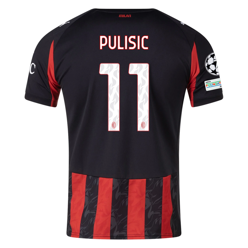 Puma AC Milan Christian Pulisic Home Jersey w/ Champions League Patches 25/26 (Red/Black)