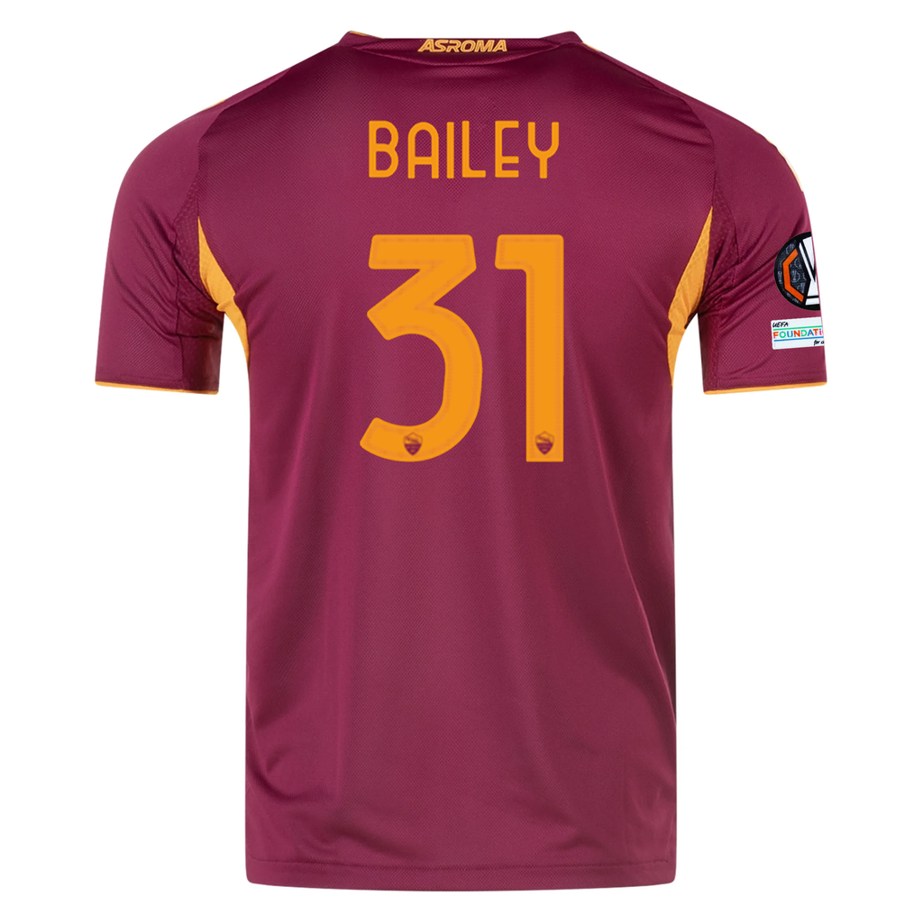 adidas Roma Authentic Leon Bailey Home Jersey w/ Europa League Patches 25/26 (Burgundy)