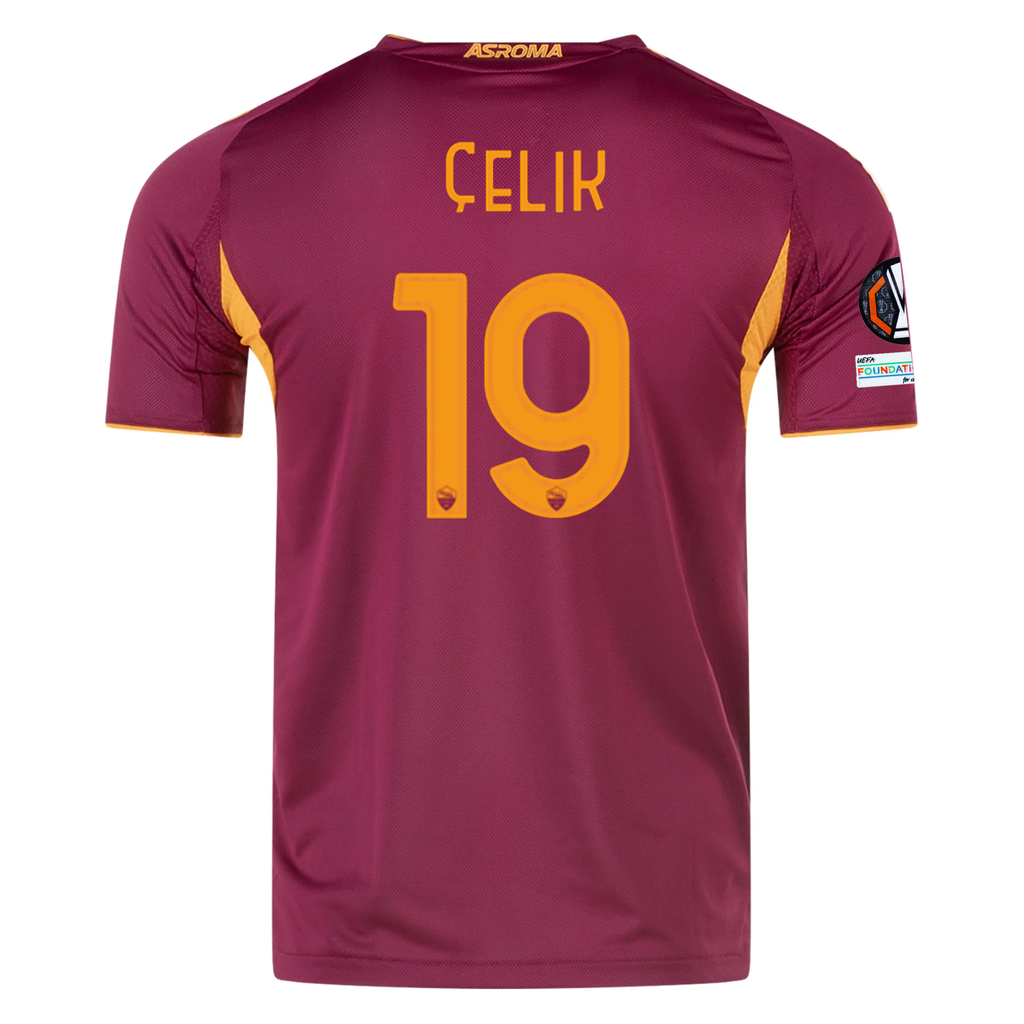 adidas Roma Authentic Mehmet Zeki Çelik Home Jersey w/ Europa League Patches 25/26 (Burgundy)