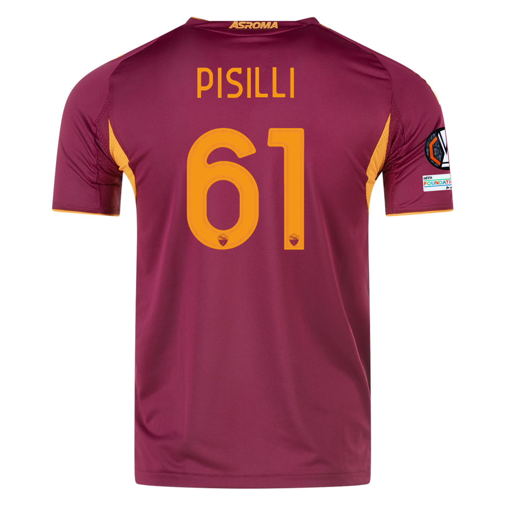 adidas Roma Authentic Niccolò Pisilli Home Jersey w/ Europa League Patches 25/26 (Burgundy)
